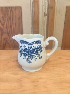 Ironstone Blue Carnation Creamer Pitcher
